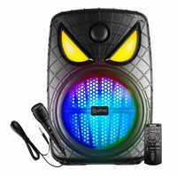 pTron Fusion Party Evo v2 80W Karaoke Bluetooth Party Speaker, 3M Wired Microphone, Loud Sound with Punchy Bass, RGB Lights, USB/SD Card/AUX Playback, Auto TWS Function & Remote Control (Jet Black)