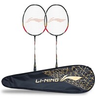 LI-NING XP 998 Badminton Racket Pack of 2 + 1 Full Cover (Charcoal, Red) Multicolor Strung Badminton Racquet 
