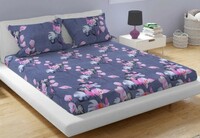 AAZEEM Premium Microfiber Elastic Fitted Bedsheet with 2 Pillow Covers | Double Bed with All Around Elastic 144 TC |Size - 85x90 Inch |Grey