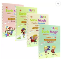 Magic Practice Copybook Number Tracing Book For Preschoolers With Pen, Magic Calligraphy Copybook Set Practical Reusable Writing Tool Simple Hand Lettering (4 Books + 10 Refill)  (Spiral, China)