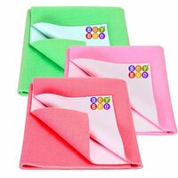 BeyBee Non-Toxic Quick Dry Sheet (Pack of 3) for Baby|Reusable Waterproof Baby Cot Sheet for Toddler Infant|Waterproof Extra Absorbent Mattress Protector (Salmon Rose+Pink+Light Green, Small, 