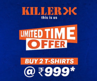Killer Flash Sale - Buy 2 Tshirts at ₹ 999 - Limited time Offer