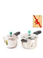 The Indus Valley Silver Stainless steel Pressure Cooker - Set of 2 (3L & 4.5L)