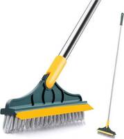 VAVSU 2 in 1 Floor Scrub Brush, Floor Scrub Brush,Long Handle Bathroom Shower Crevice Fiber Wet and Dry Brush (Multicolor)