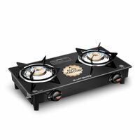Longway Furn Glass Top, 2 Burner Auto Ignition Glass Gas Stove (Black, ISI Certified, 1 Year Warranty)