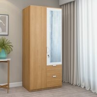 @home by Nilkamal Engineered Wood Wardrobe (Urban Teak) | 1 Year Warranty (Indio with Mirror, 2 Door)