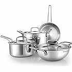 Bergner TriPro TriPly 7 Pcs Cookware Set of 20cm Deep Kadai (1.5 L), 20cm Sautepan (1.2 L), 16cm Saucepan (1.7 L), 20cm Casserole (3 L), 3 Stainless Steel Lids, Induction & Gas Ready, 5-Year Warranty