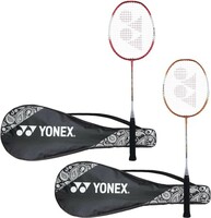 YONEX ZR 100 Light Aluminium Blend Badminton Racquet with Full Cover (Red/Orange) - Set of 2