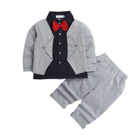 Hopscotch Boys Cotton and Spandex Formal Set Multi (3-4 Years) Gray