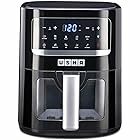 Usha iChef Smart Air Fryer 4.5L,10 in 1 Functions| 10 Preset Menu|Digital Display & Touch Panel |Transparent Window| Illuminated Chamber|Turbo Air Circulation|Oil Free Cooking|Auto Pause/Start (Black)