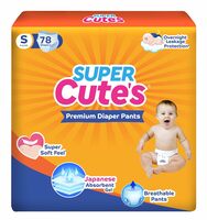 Super Cute's Premium Baby Diapers S Size, 78 Count [Apply ₹50 Off Coupon]