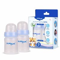 Bumtum Nurture Wide Neck Feeding Bottle Liquid Silicone Teat with Advanced Anti-Colic Valve - 150 Ml - (Pack of 2)