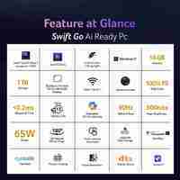 Acer Swift Go 14 OLED Intel Core Ultra 7 155H - (16 GB/1 TB SSD/Windows 11 Home) SFG14-73-71BY Thin and Light Laptop  (14 Inch, Pure Silver, 1.3 Kg, With MS Office)