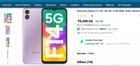 Samsung Galaxy F14 5G 128 GB, 6 GB RAM  for Rs 8778