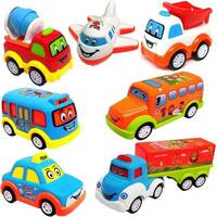 LWF Unbreakable Pull Back Texi Car Truck Bus Plane Toy for Boys girls Kids  (Multicolor, Pack of: 7)