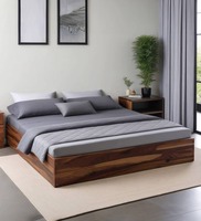 Maya Queen Size Bed with Box Storage In Vintage Sheesham Finish