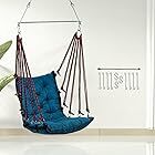 curio centre Swing for Balcony/Hammock Swing for Adults/Swing Chair Wooden - Blue (200 Kgs Capacity, Free Hanging Accessories)