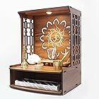 Heartily® Mangal Beautiful Wooden Pooja Stand for Home Pooja Mandir for Home Temple for Home and Office Puja Mandir for Home Wall Mounted with LED Spot Light Size (H- 15.5, L- 11.5, W-11 Inch)
