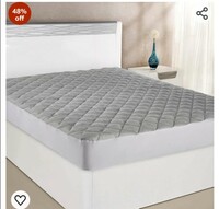  Amazon Brand - Solimo 500 GSM Mattress Topper 78"x72" - King Size, Grey 500 GSM Micro Polyester Wadding;Non Woven Fabric;Micro Peached Polyester 