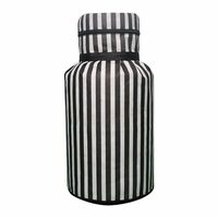 PrettyKrafts Dustproof Printed LPG Gas Cylinder Cover| Full Size With Zippered LPG Gas Cylinder Cover| Durable and stylish protection for Propane Tanks| (Set Of 1, Black Stripes)