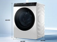 Haier 8 Kg 5 star Fully Automatic Front Load Washing Machine HW80-IM12929C, Ice white, 2024, Super Drun 525, Inverter motor 1200 RPM, Puri Steam) 