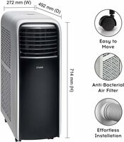 Cruise 1 Ton Portable AC with Anti-Bacterial Filter (100% Copper, 4-in-1: AC, Dehumidifier, Air Purifier & Fan, 4 Castor Wheels, Quiet Operation, HD Filter, 2022 Model, CPCATF-PQ3S12, White & Black)