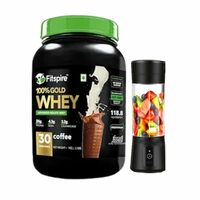 FitSpire Gold Whey Protein Isolate 1kg Coffee With Free Blender