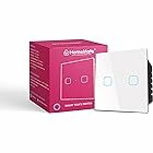 HomeMate® WiFi 2 Gang Touch Switch | No Hub Required | Compatible with Alexa and Google Home | 15 A (1, White)