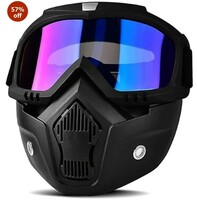 Sounce Anti Scratch Goggle Bike Mask, UV Protective Open Face & Eyewear Windproof Dirt Shield Adjustable Strap Soft Foam Padded Detachable for Cycling Bike Off Road Racing Riding Unisex - Rainbow