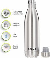 Solimo Stainless Steel Insulated Flask 24 Hours Hot And Cold Bottle (Silver,750 Ml)