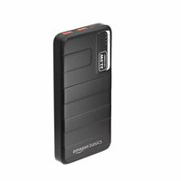 Amazon Basics 10000mAh 22.5W Lithium-Polymer Power Bank | Dual Input, Triple Output | Fast Charging, Black, Type-C Cable Included