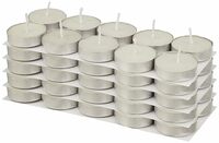 Amazon Brand - Solimo Wax Tealight Candles, 2-Hour Burn Time, Smokeless, No Residue (Set of 50, Unscented)