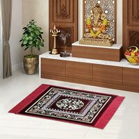 STATUS Multipurpose Pooja Prayer Mat 18x18 inch Pooja Assan (MEHROON)