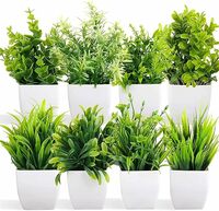 D-coss by Bharat Benison pack of 8 different types Artificial potted plants with Apple pot for Home and office decoration (8)