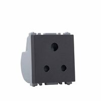 Wipro Northwest Nowa 6A 3 - Pin Socket With Euro Pin, Silver Grey (pack of 10)