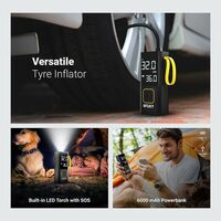 DYLECT Smart Tyre Inflator & Smart Phone Power Bank with 6000mAh Battery