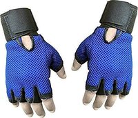 ZaySoo Mesh Tactical Half Finger Leather Gym Gloves - Blue