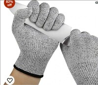 SOPTOOL Rubber Anti Cut Hand Gloves | Anti Cutting Cut Resistant Hand Safety Gloves, Cut-Proof Hand Safety, Level 5 Protection- Kitchen, Gardening Care, Industrial (1 Pair, Free Size, Grey) 