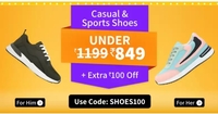 Men & Women Shoes under Rs.849 + Extra Rs.100 Off via Coupon [Valid Till 3pm]