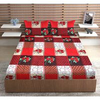 URBAN MAGIC 100% Microfiber Printed Red Double Bedsheet with 2 Pillow Covers, Size - 215 x 210 cm, Pack of 1