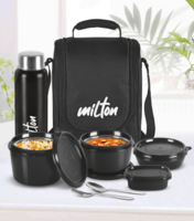  Milton Pro Lunch 5Pcs Black Tiffin & Insulated Fabric Jacket 100ml 180ml 320ml 450ml 750ml