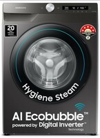 Samsung 9 kg, 5 Star, Eco Bubble Technology, AI Control , Wi-Fi, Digital Inverter Motor, Fully-Automatic Front Load Washing Machine (WW90T504DAN1TL, Hygiene Steam, Inox), Free 1 Year Extended warranty