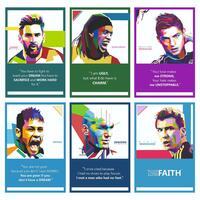 VantageKart Football Players Inspirational Motivational Self Adhesive Wall Posters For Home & Office Decor (Paper, 18x12-inch, Multi) - Set of 6 @ 135/-
