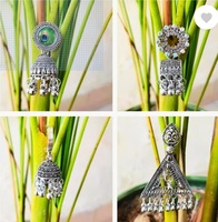 Latest 4 Pair Jhumka Combo Oxidised Earrings Earrings for Women Girls 2024 Alloy Chandbali Earring, Earring Set, Stud Earring, Jhumki Earring