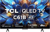 TCL 108 cm (43 inches) 4K Ultra HD Smart QLED Google TV 43C61B (Black)