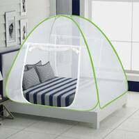 IWS Polyester Adults Washable King Size Double Bed Mosquito Net | Foldable, Lightweight and Stylish Machhardani Mosquito Net  (Green, Tent)