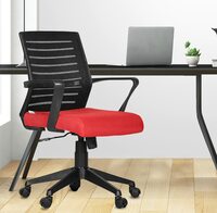Da URBAN® Bella Mid-Back Revolving Mesh Ergonomic Chair for Home & Office with Tilt Lock Mechanism, Armrest & High Comfort Seating (Red)