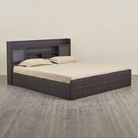 Home Centre Arvis Monaco Queen Size Compressed Wood Sliding Door Bed with Box Storage-Brown  Apply 40% coupon 