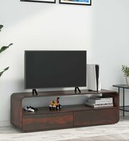 @home By Nilkamal Rio Solid Wood TV & Entertainment Unit with Drawer & Shelve Storage in Country Light Finish [50% Off Coupon]