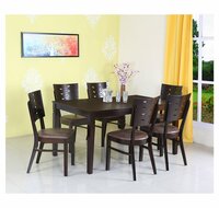 @home by Nilkamal Fern Solid Rubber Wood Dining Table 6 Seater